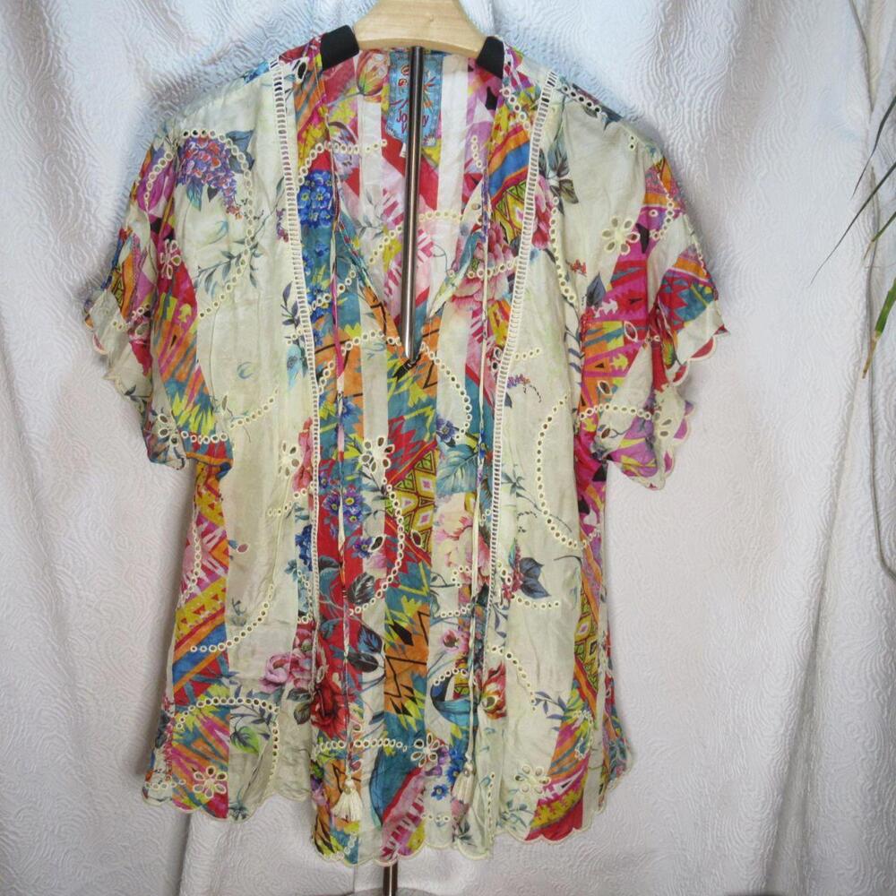 Johnny Was Women's Multi and White Blous